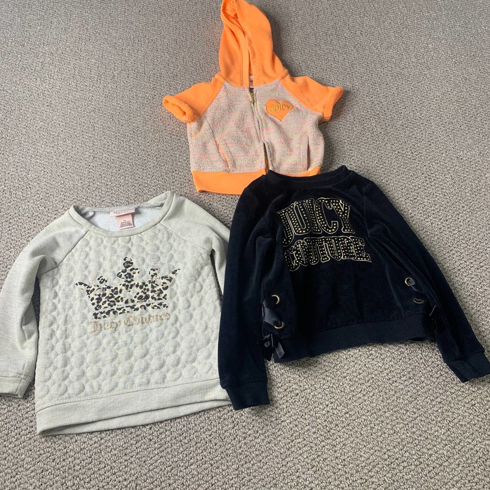 Lot Of Juicy Couture Girls Sweater‎ Size 3T/4T Fleece Pullover Long Sleeves